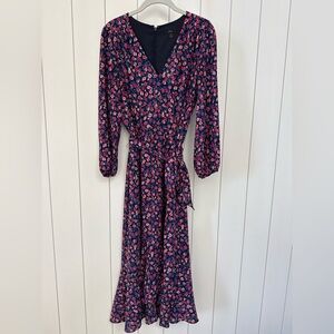 J.Crew Tie-Waist Midi Dress in Dotted Floral, Size 4